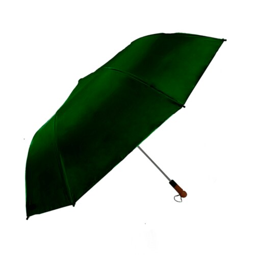 Paraguas Portátil Verde Tipo Macana Semiautomático Liso Doble Tela