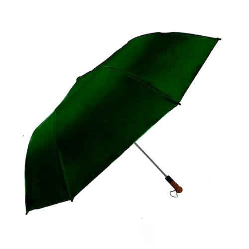 Paraguas Portátil Verde Tipo Macana Semiautomático Liso Doble Tela