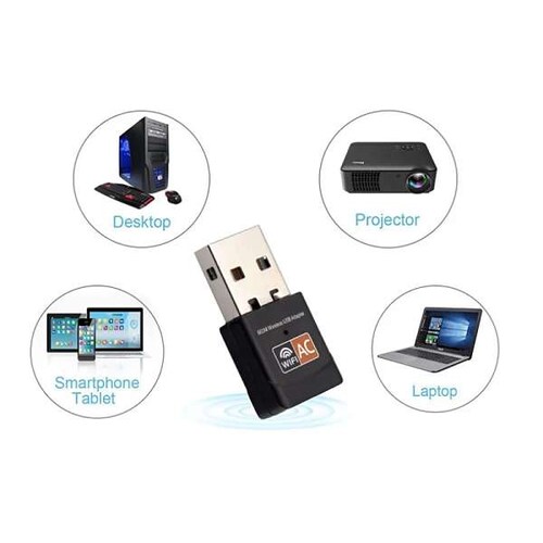 Mini Adaptador Wifi De 600 M Bps 802.11 Ac 2.4/5.8 Dual Band