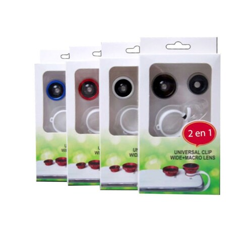 Kit 2 En 1 Lente Universal Fish Eye Macro Panoramico Clip