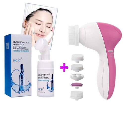 Cepillo Facial Spa Exfoliante Limpiador 5 En 1 Mas  Limpiador Facial Ácido Hialurónico Humectante Blanqueador   .