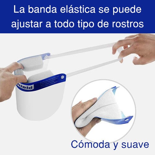 Careta Protectora Protector Facial Ajustable Máscara Lentes Transparente Lavable PET Contra Salpicaduras Con Cómoda Esponja y Banda Elástica