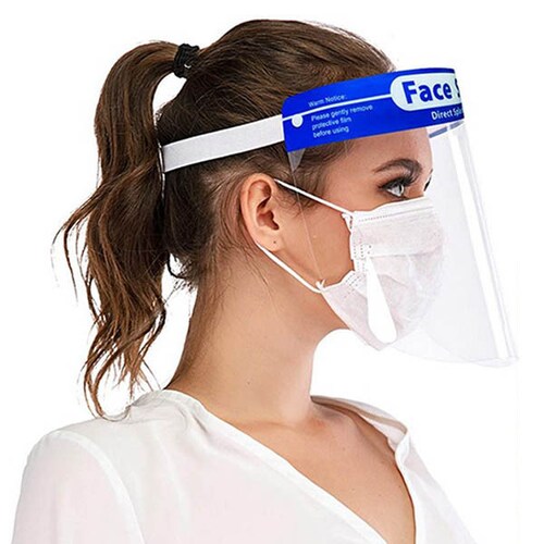 Careta Protectora Protector Facial Ajustable Máscara Lentes Transparente Lavable PET Contra Salpicaduras Con Cómoda Esponja y Banda Elástica