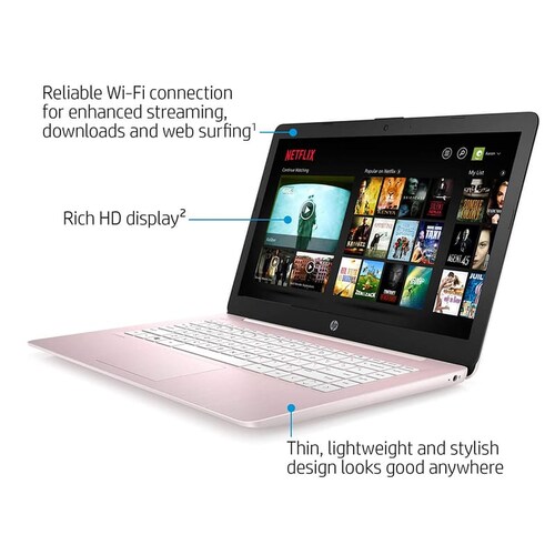 Laptop Hp P Stream 14 Celeron 64gb Ram 4gb - Rosa + Impresora + 500 Hojas blancas + Usb 16GB