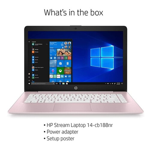 Laptop Hp P Stream 14 Celeron 64gb Ram 4gb - Rosa + Impresora + 500 Hojas blancas + Usb 16GB