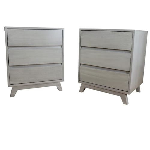 Par De Buros De Madera Mesa De Noche Para Recamara Moderno Noruega Gris Vintage 2 Piezas NORVAL