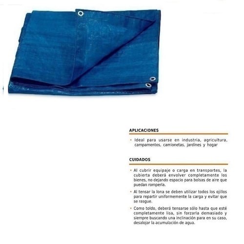 Lona Carpa Impermeable Azul 5 X 6 Mt Ultra Multi Usos Lluvia-Calor Proteccion 