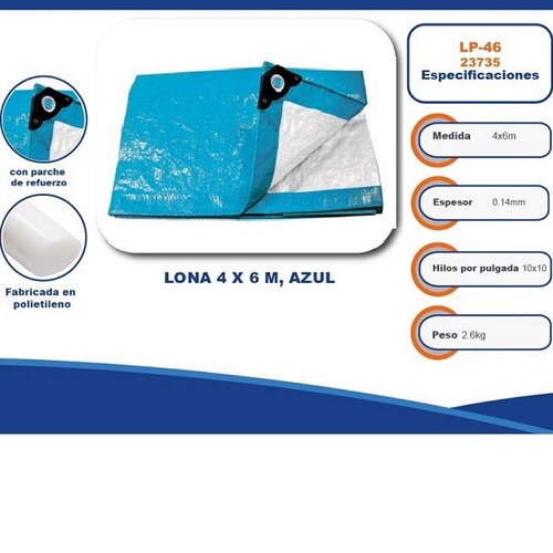 Lona Carpa Impermeable  Azul 4 X 6  Mt Pretul  Multi usos Lluvia - Calor Lona Azul