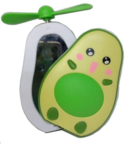 Espejo Ventilador y Luz LED Aguacate Verde - Hueso Verde Recargable Carga USB