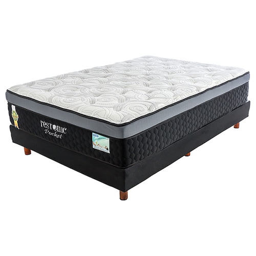 Juego De Box Y Colchon Black Pocket Restonic - Matrimonial.