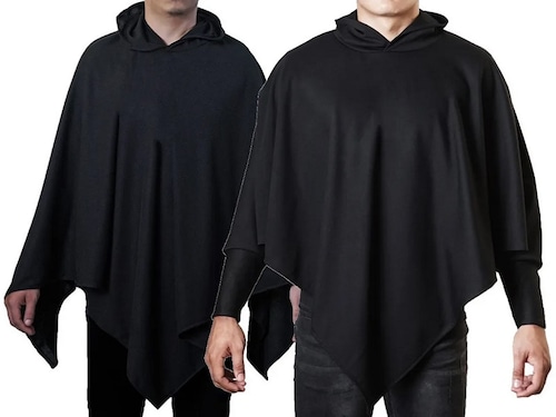 Poncho Con Gorro, Gabán, Capa,( Duo 2 piezas ), Negro, Hombre.