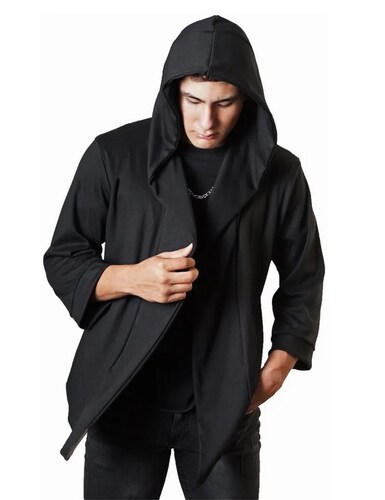 Kimono De Hombre Cardigan,( Combo Kimonos 2 Piezas ) hombre negro manga 3/4