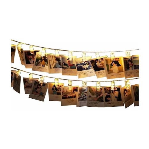 Luces Led Cadena Fotos Decoración Pared Dormitorio 10 Clips