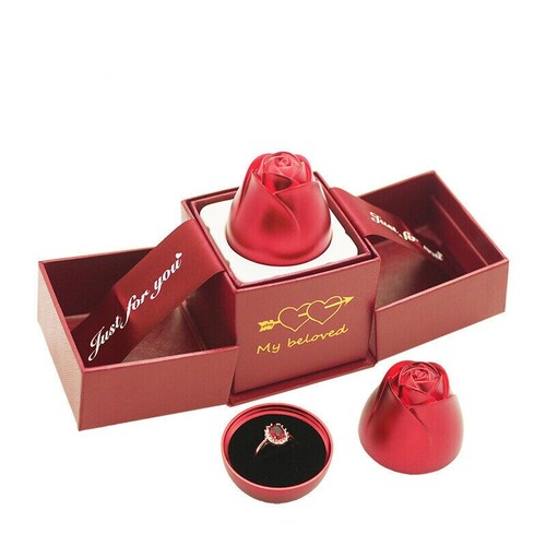 Estuche Anillo Rosa Regalo Boda Compromiso 