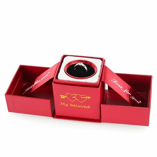 Estuche Anillo Rosa Regalo Boda Compromiso 