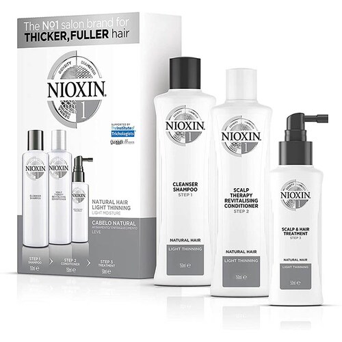 Trio Nioxin Sistema 1 Thicker, Fuller Shampoo 150 ml, Acondicionador 150 ml, Tratamiento 50 ml