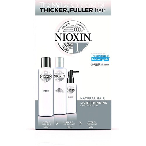 Trio Nioxin Sistema 1 Thicker, Fuller Shampoo 150 ml, Acondicionador 150 ml, Tratamiento 50 ml