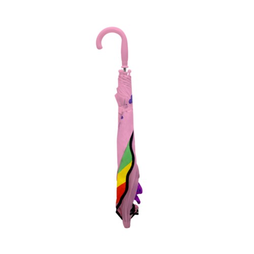 Sombrilla Paraguas Rosa Recto Infantil Unicornio Blanco Mango Curvo