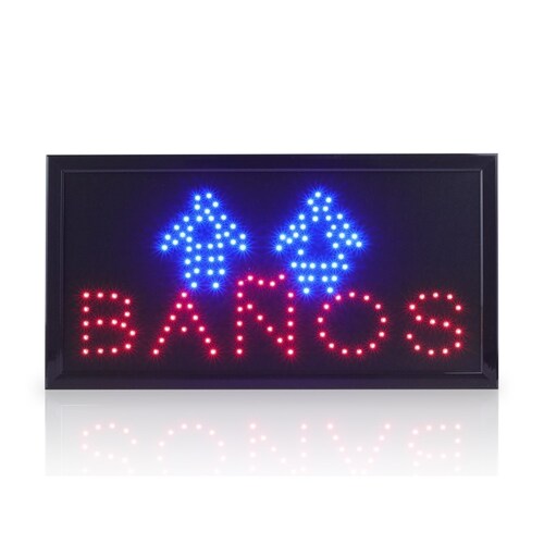 Letrero Luminoso Anuncio Baños Led Colgante 48x25 Cm