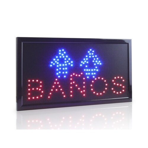 Letrero Luminoso Anuncio Baños Led Colgante 48x25 Cm