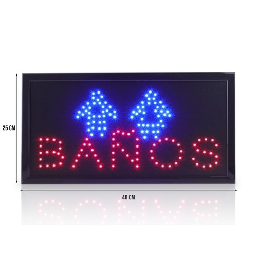 Letrero Luminoso Anuncio Baños Led Colgante 48x25 Cm
