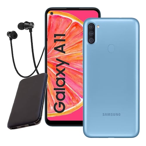 Samsung Galaxy A11- Azul + Audifono + Power Bank