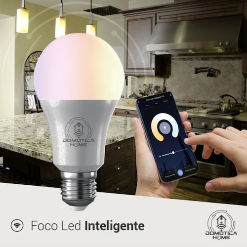 Foco Led Inteligente WIFI  DOMOTICA HOME, Multicolor + Luz Blanca Fría y Cálida (RGB + Rango de Luz Blanca 2700K a 6500K, 806 Lumens en Luces Blancas), Compatible con iOS, Android, Alexa y Asistente de Google para redes de 2.4 GHz , 9W, Dimmable Desde App Tuya & Smart Life.
