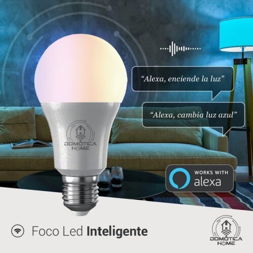 Foco Led Inteligente WIFI  DOMOTICA HOME, Multicolor + Luz Blanca Fría y Cálida (RGB + Rango de Luz Blanca 2700K a 6500K, 806 Lumens en Luces Blancas), Compatible con iOS, Android, Alexa y Asistente de Google para redes de 2.4 GHz , 9W, Dimmable Desde App Tuya & Smart Life.