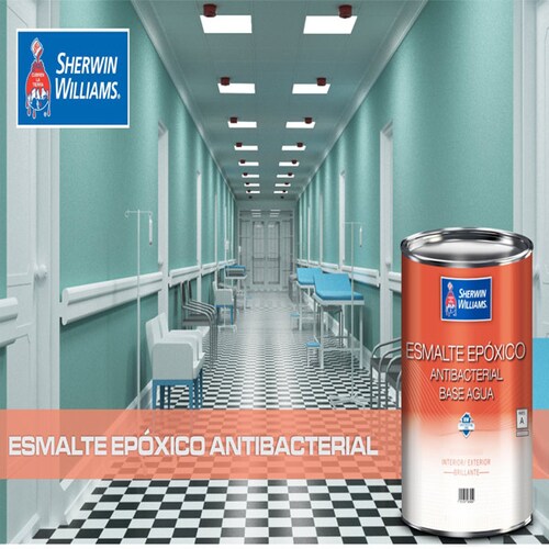 Galón de esmalte epóxico ANTIBACTERIAL BASE AGUA con catalizador SHERWIN WILLIAMS