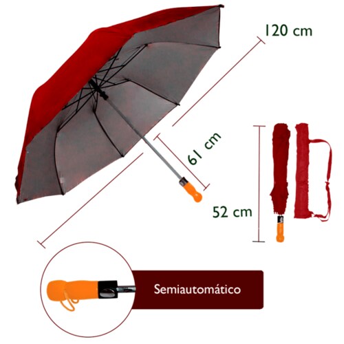 Paraguas Portátil Vino Semiautomático Tipo Macana Liso Filtro UV
