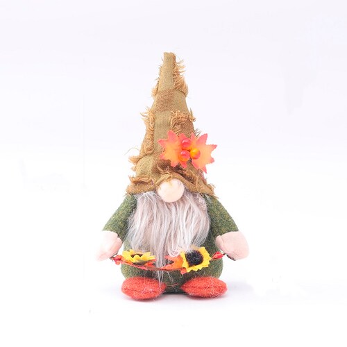 Gnomo Duende Elfo Nordico Decoracion Otoño Dia de Gracias (Verde)