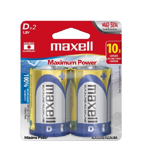 Maxell Pilas Alcalinas Tipo D / LR20-2PK / / Batería D / Paquetes de 2 piezas, 723020