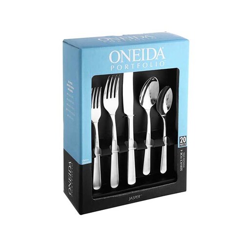 Juego de 20 cubiertos de uso diario de acero inoxidable ONEIDA JASPER. Servicio para 4 personas.
