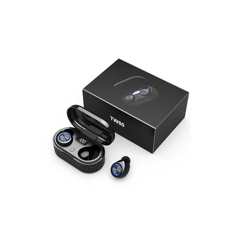 AUDIFONOS BLUETOOTH TW80 INALAMBRICOS NEGRO