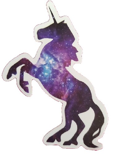 Sticker Unicornio Resistente Pegable Aire Libre Cel Agua Carro Lap Animales Fantásticos Universo