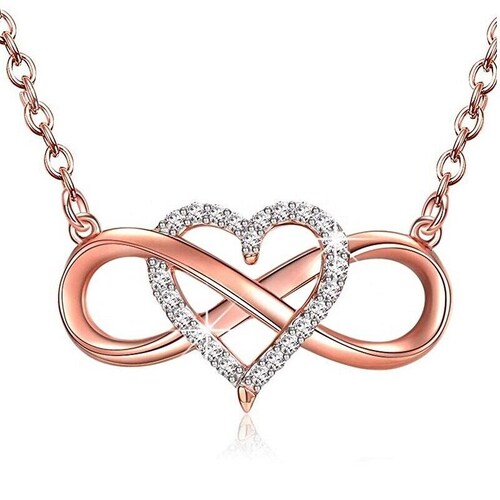 Dije Infinito con Cristal Swarovski y Baño de Oro Rosa Farcelli Jewelry INCLUYE CAJA PARA REGALO