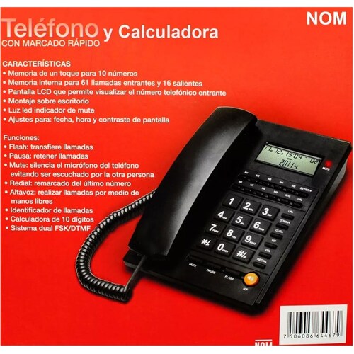 TelÃ©fono Con Marcado RÃ¡pido Display Altavoz Flash Pausa Mute
