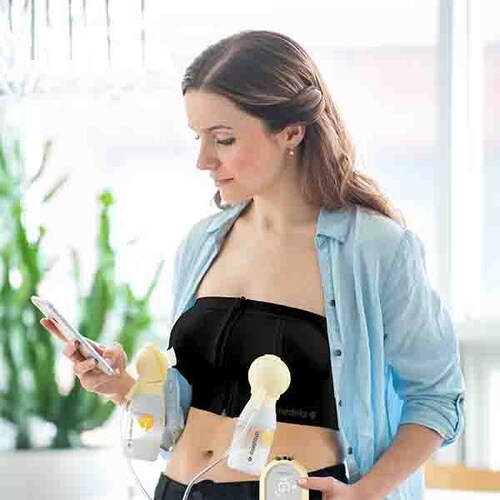 Top Medela para Extracción de Leche con Manos Libres, Brasiere Color Negro- Talla L