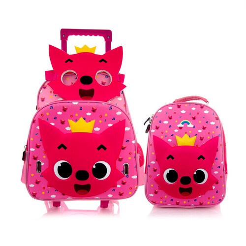 Set Baby Shark Pinkfong Original Mochila Con Carro Y Lonchera