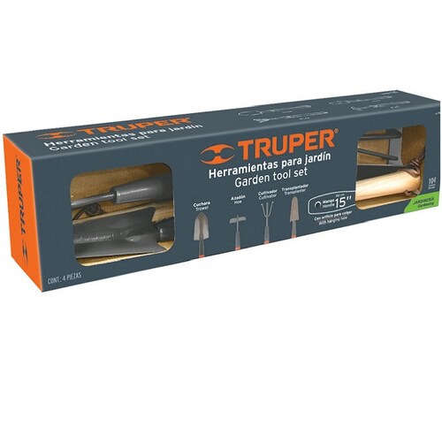 JUEGO DE HERRAMIENTAS PARA JARDIN JARDINERIA INCLUYE 4 AZADON CULTIVADOR  CUCHARA TRANSPLANTADOR 