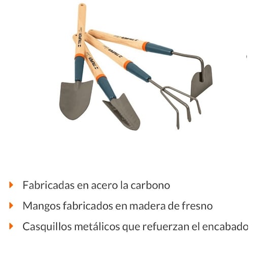JUEGO DE HERRAMIENTAS PARA JARDIN JARDINERIA INCLUYE 4 AZADON CULTIVADOR  CUCHARA TRANSPLANTADOR 