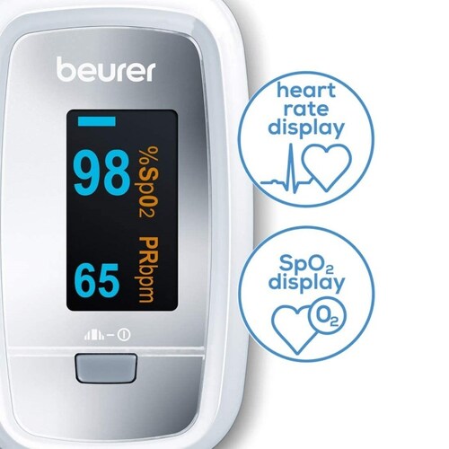 Oxímetro PO30 Beurer Pantalla Color Sp02 Frecuencia Cardiaca.