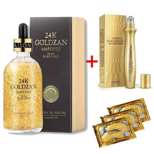 Kit Bioaqua 24k Gold Colageno Acido Hialuroinico más Primer Colageno Gold Skin Suero Facial más regalo.