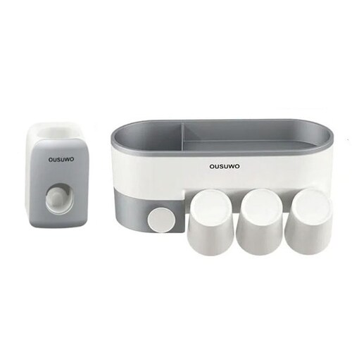 Aleissi Organizador de Cepillo Jabon Shampoo Perfume para baño con Dispensador para Pasta de Dientes
