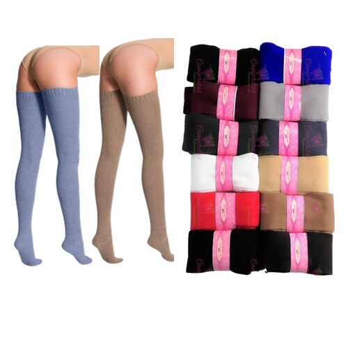 calceta extra larga bucanera over knee socks medio muslo gruesa acrilan invernal gruesa frio sexy sensual 