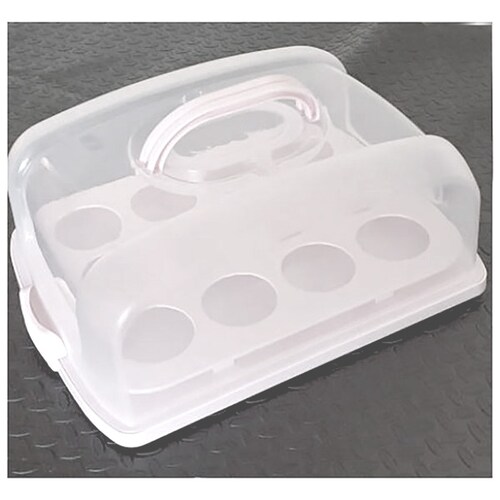 Panera Transportador Rectangular Cupcake Exhibidor Pastel (Blanco)