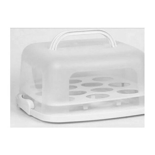 Panera Transportador Rectangular Cupcake Exhibidor Pastel (Blanco)
