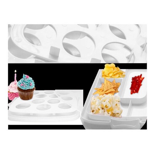 Panera Transportador Rectangular Cupcake Exhibidor Pastel (Blanco)