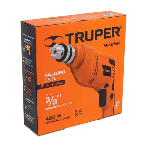 Taladro 3/8', Industrial, 380 W Con Regulador De Velocidad