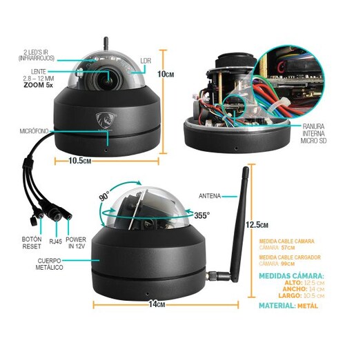 Camara Ip Domo Zoom 5x Wifi Ultra Hd 5mpx Enfoque Seguridad N
